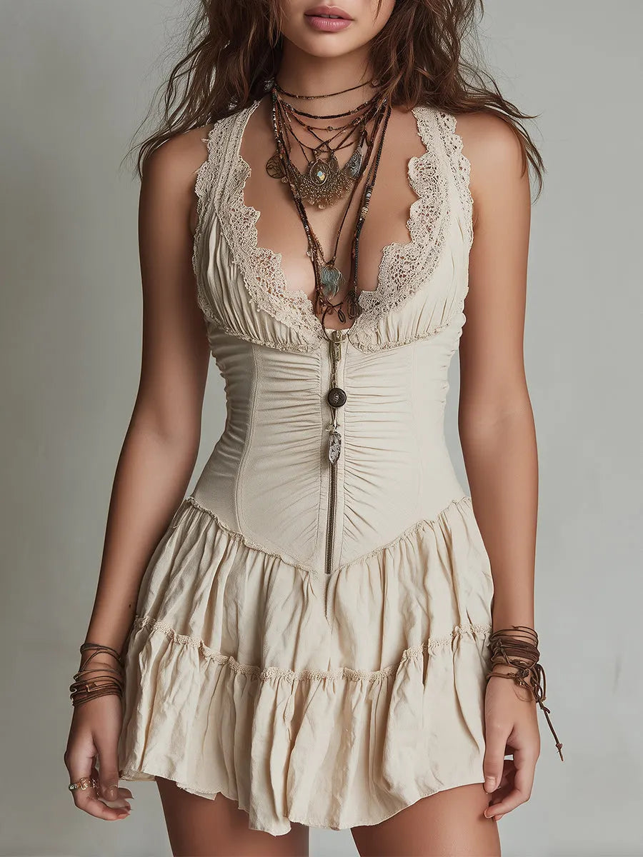 Chic Mini Dress in cotton, Designer Aesthetic