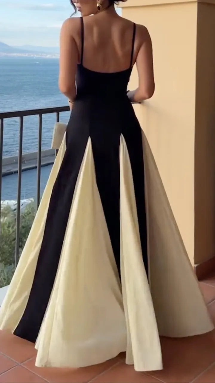 Two‐Tone Spaghetti Strap Gown