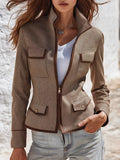 Retro Stand Collar Multi-pocket Jacket