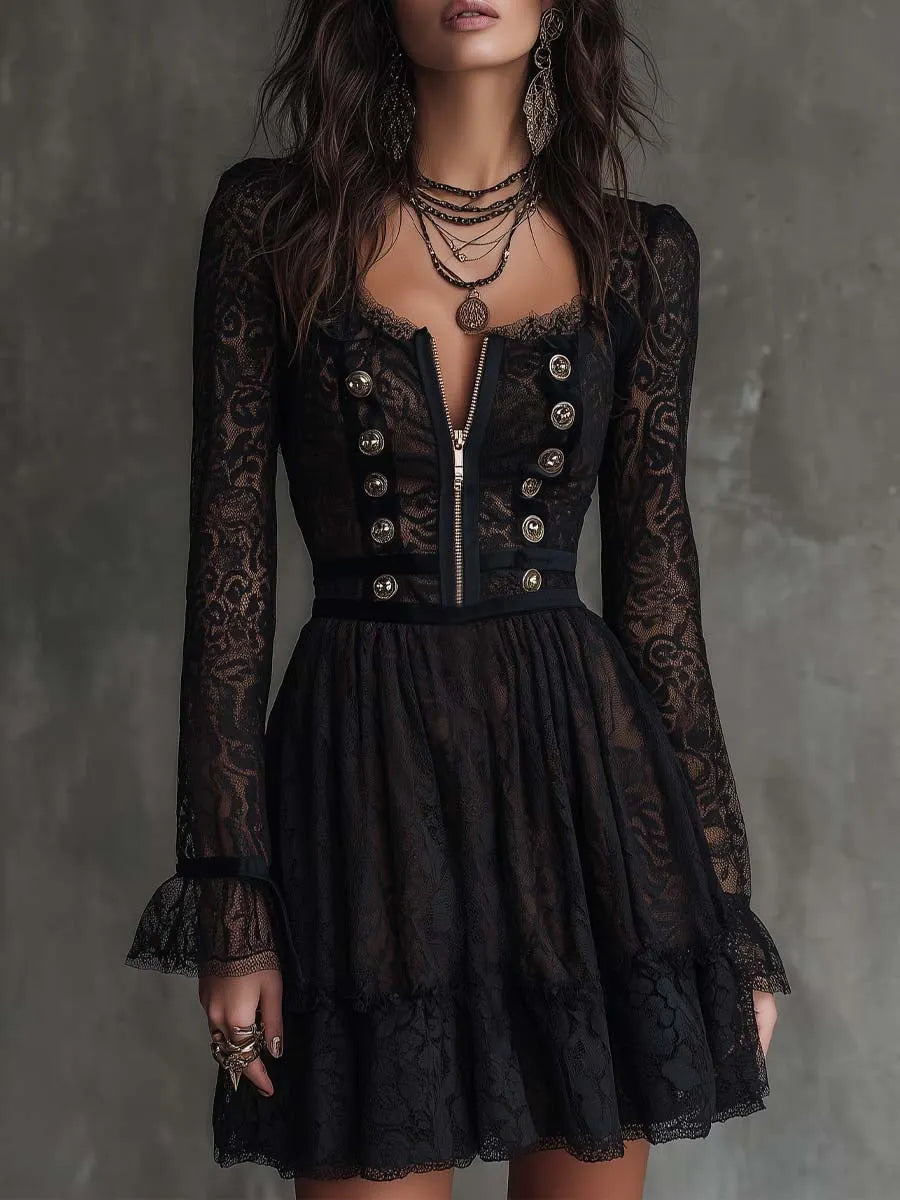 Vintage Mini Dress in lace, Designer Aesthetic