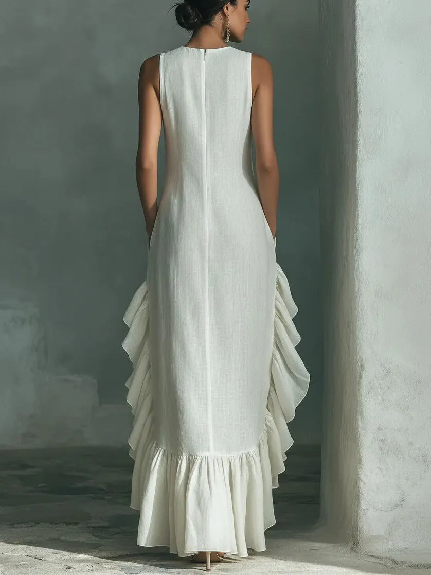 Elegant Maxi Dress in linen, Premium Look