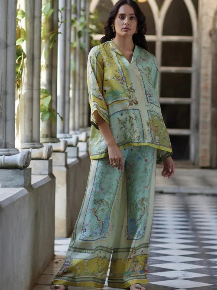 Flair Fusion Flowers Pants Set