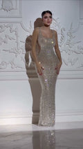 champagne-beaded-mesh-gown-scoop-neck-fitted-maxi-dress