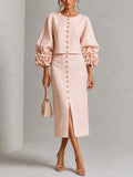 Blush 3D Floral Button Midi Two‐Piece Set