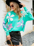 Sweet Floral Loose Crewneck Sweater