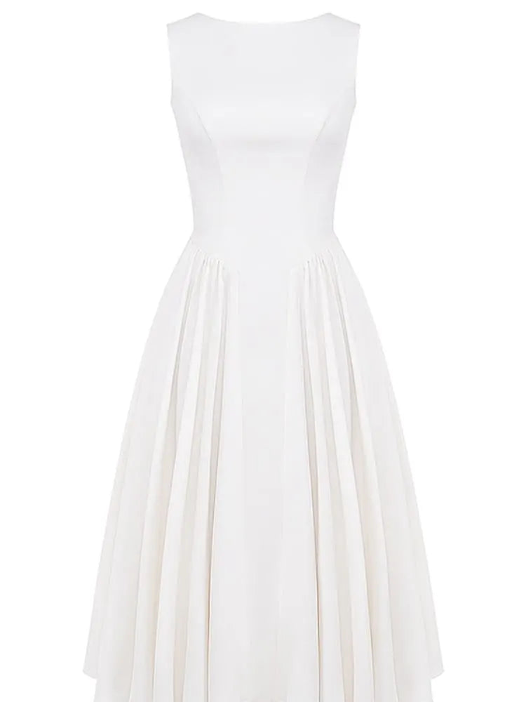 White Twill Midi Sundress