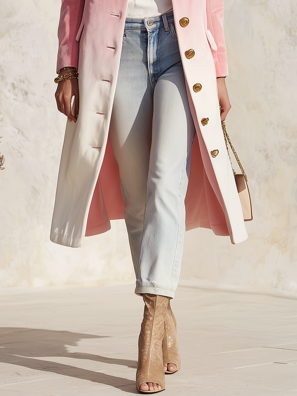 Elegant Gradient Print Stand Collar Single-breasted Mid-length Velvet Coat