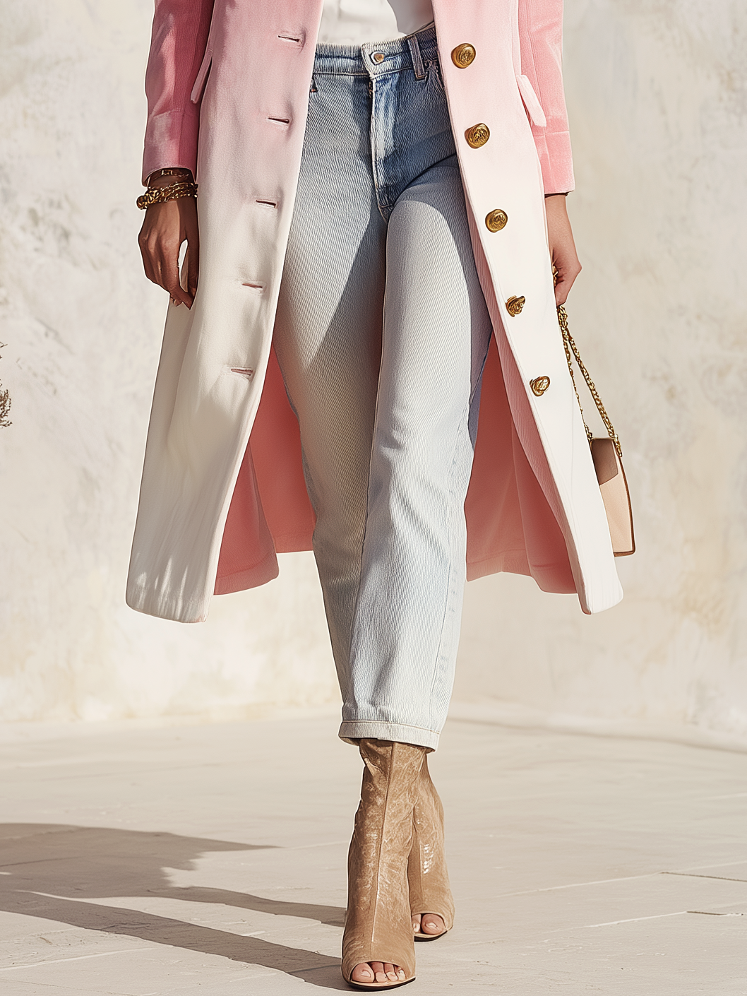 Elegant Gradient Print Stand Collar Single-breasted Mid-length Velvet Coat