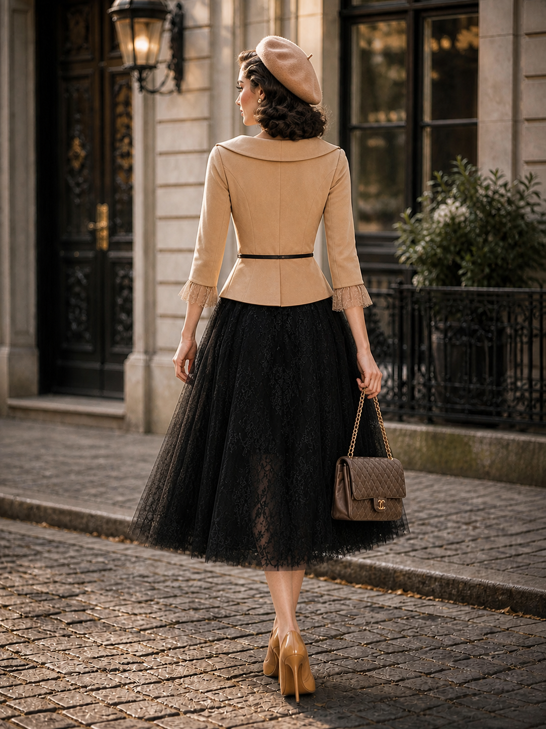 Vintage Lace Mesh Full A‑Line Skirt