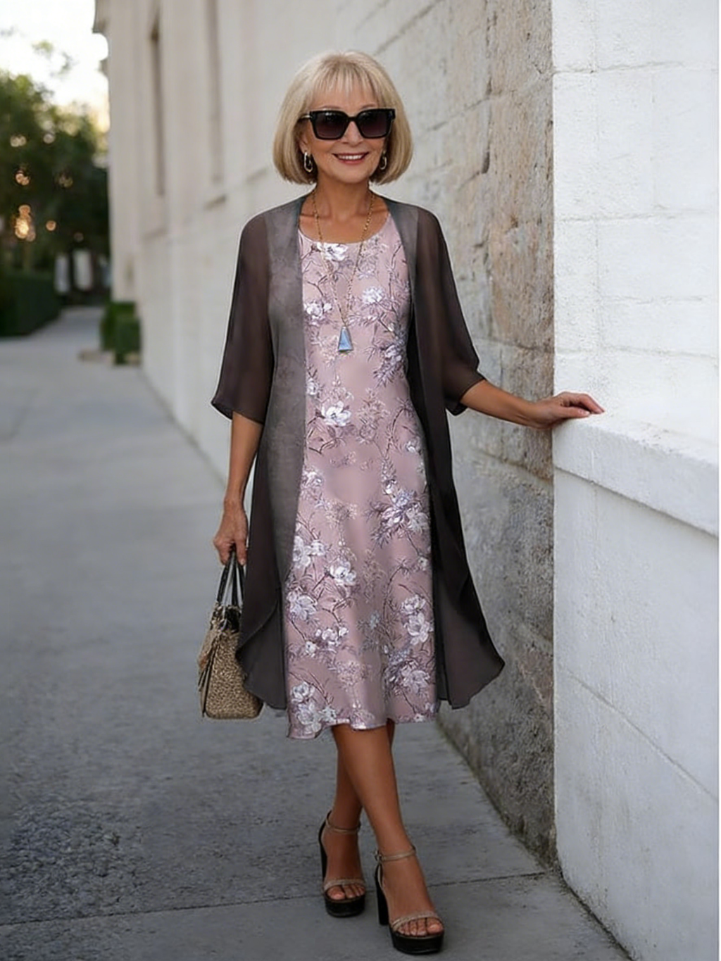 2Pcs Stylish and Elegant Chiffon Dress Two-piece Set