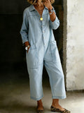 Women’s Blue Cotton One Piece Denim Jumpsuit