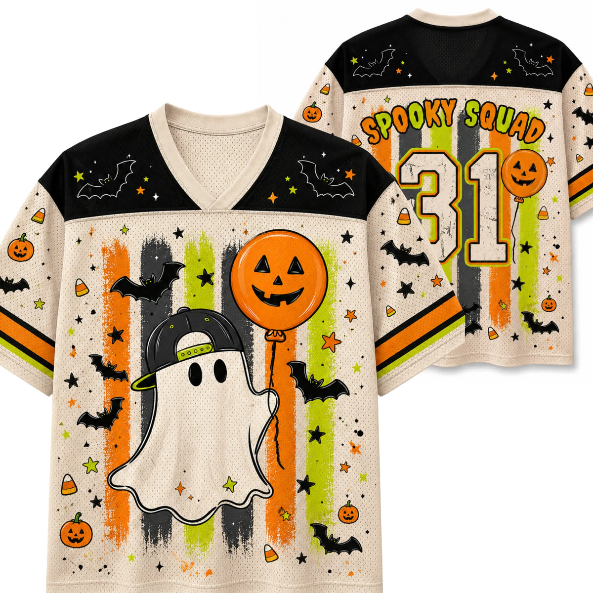 Chaotic Club Cool Snapback Ghost Spooky Squad Halloween Mesh Jersey