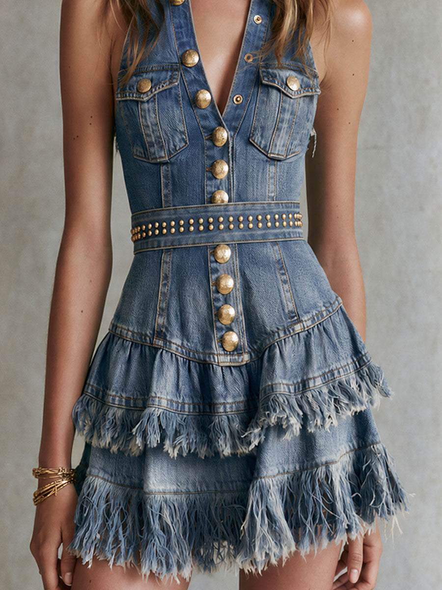 Chic Mini Dress in denim, Smart Price