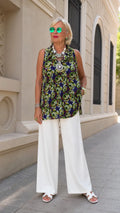 Women's Sleeveless Mock Neck Floral Tunic Blouse