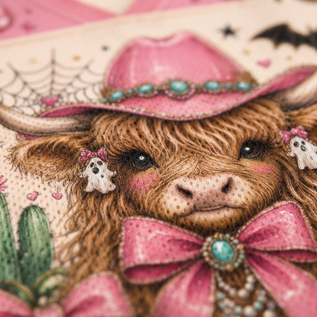 Chaotic Club Pink Cowgirl Halloween Highland Cow Mesh Jersey