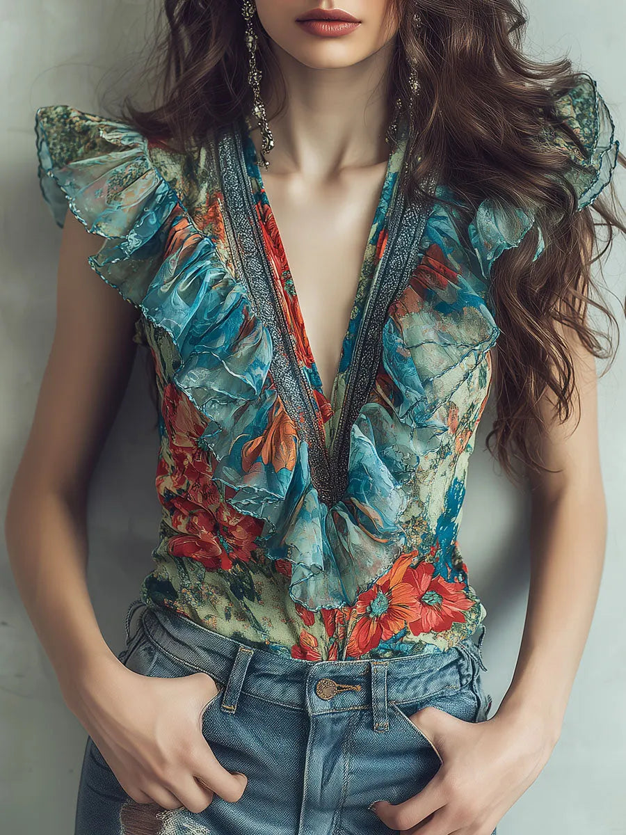 Vintage Blouse in chiffon, Premium Look
