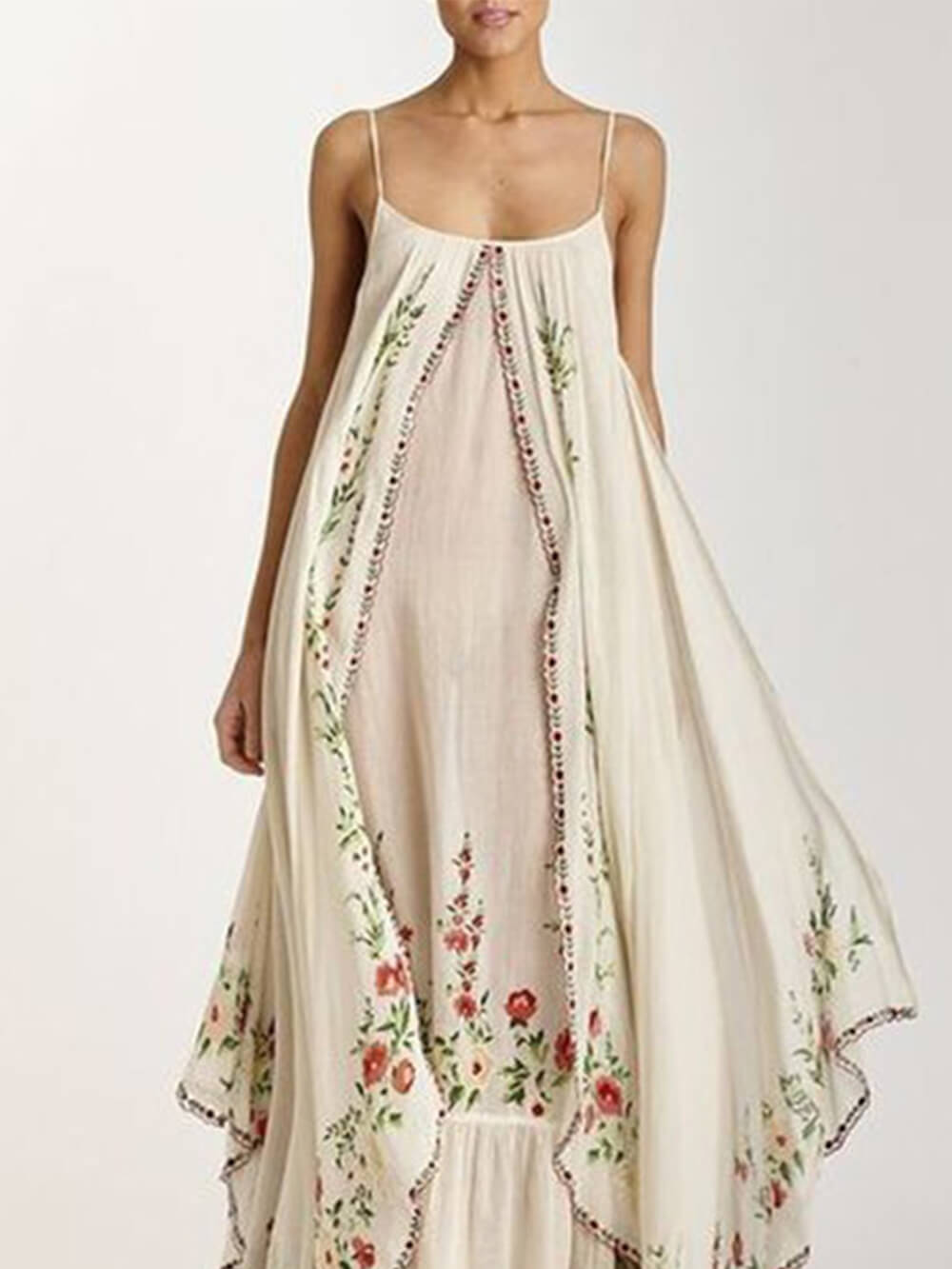 Round Neck Printed Swing Loose Long Dress