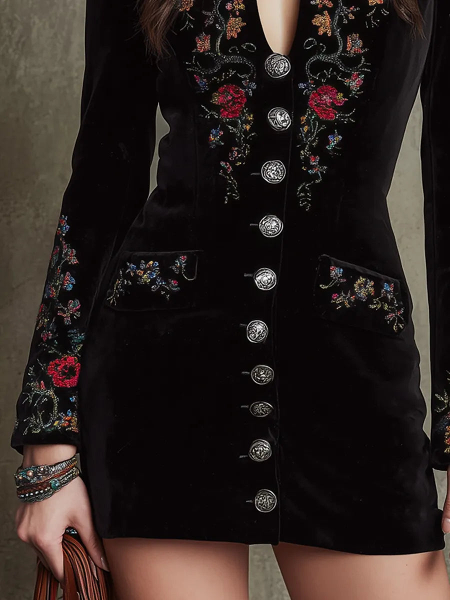 Retro Mini Dress in velvet, Affordable Luxury