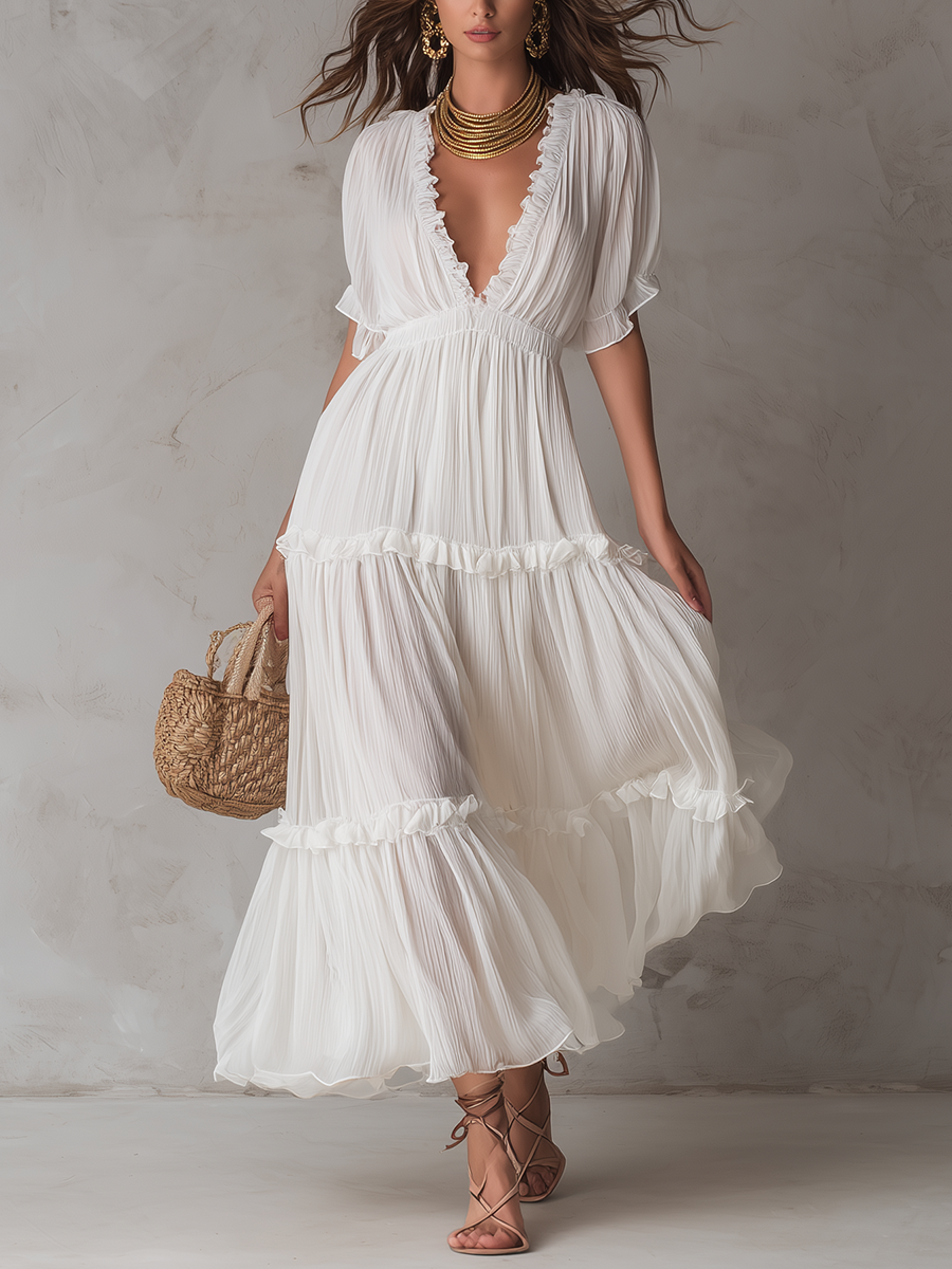 Bohemian Maxi Dress in pleated, Unbeatable Price
