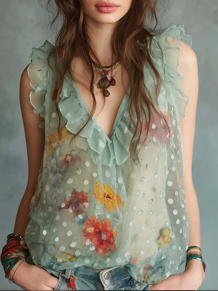 Boho Top in chiffon, Premium Look