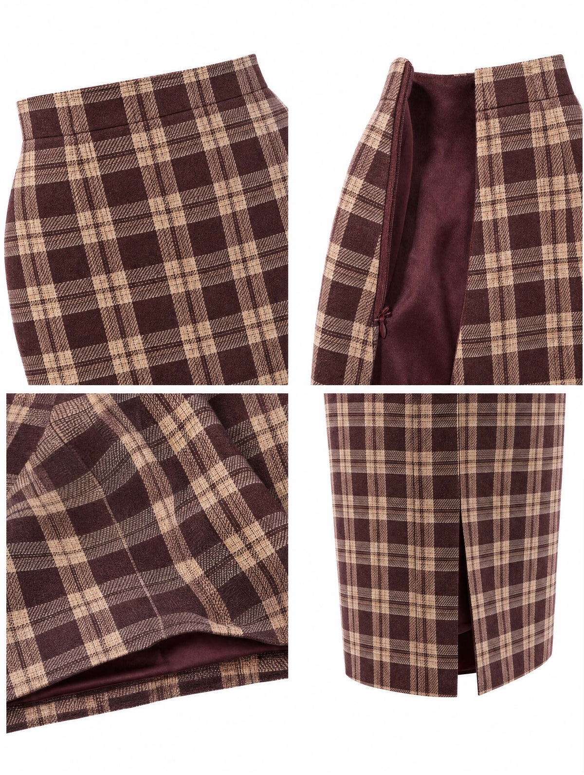 Vintage Plaid Collar Blazer Skirt Suit