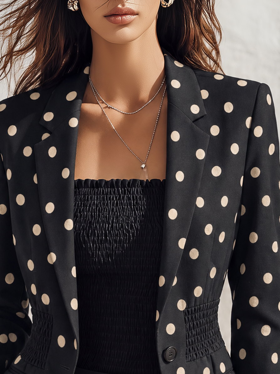 Elegant Classic Polka Dot Blazer