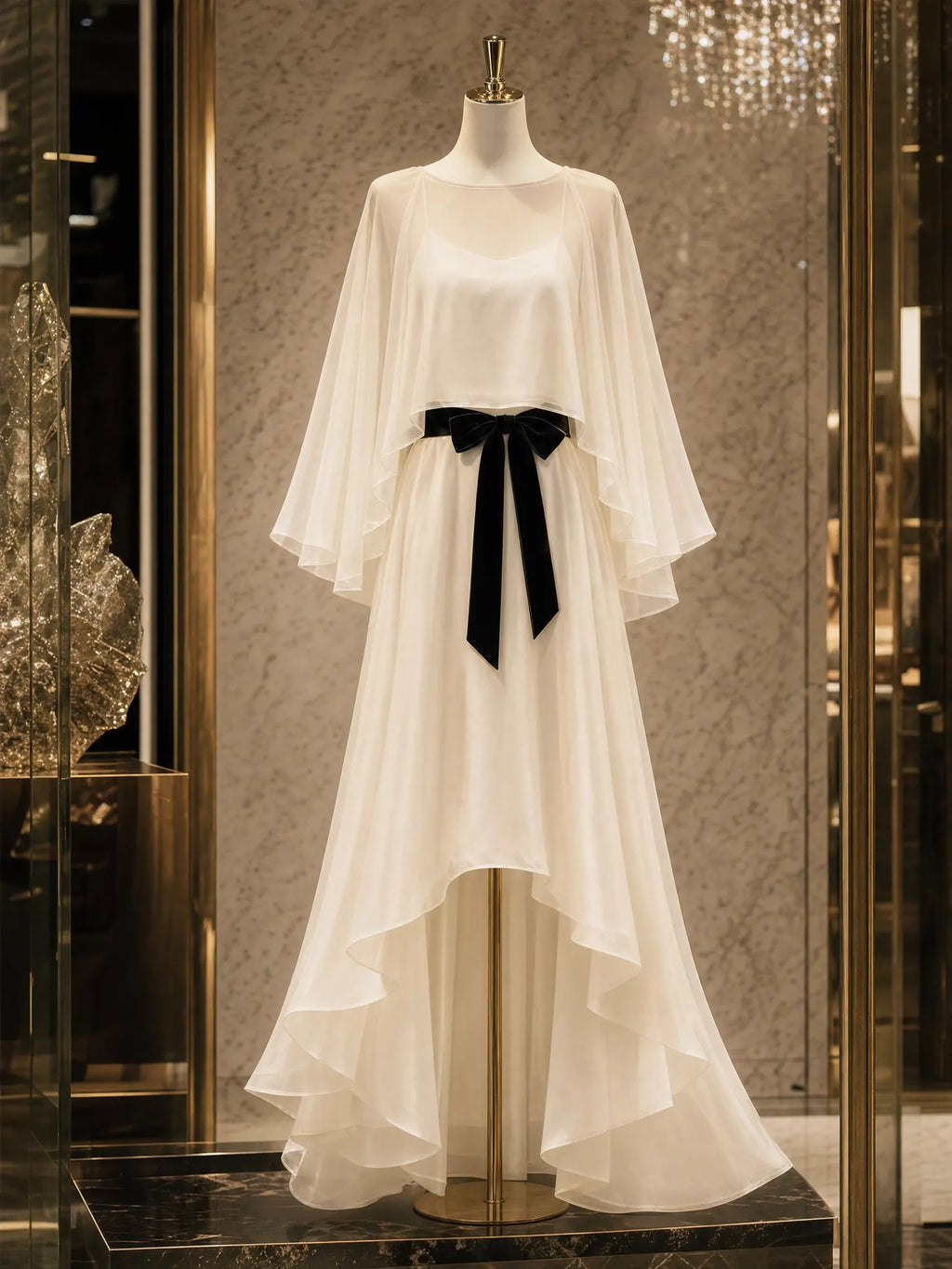 Vintage Shawl Camisole Evening Maxi Dress