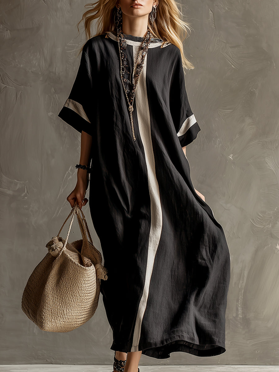 Chic Maxi Dress in linen, Designer Aesthetic