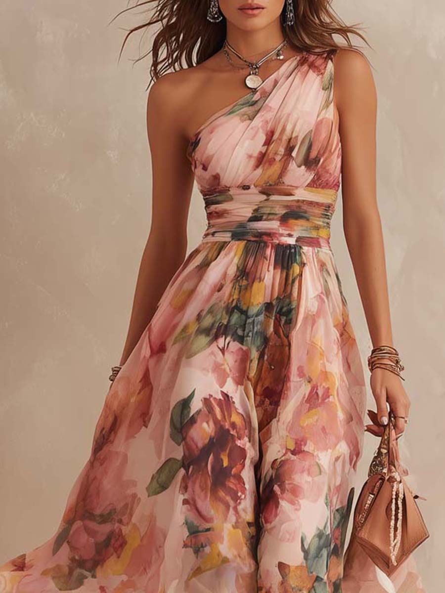 Retro Midi Dress in chiffon, Unbeatable Price
