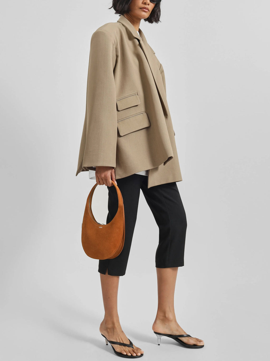 Taupe Mélange Boxy Wrap Blazer