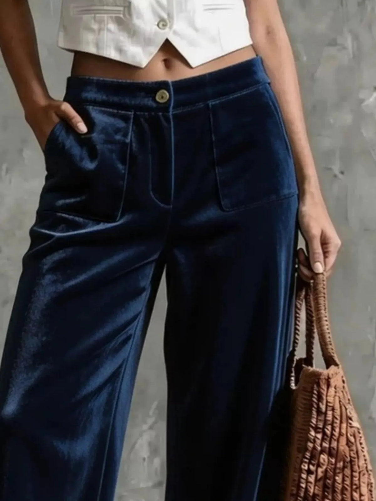 Women's Velvet Wide-Leg Pants