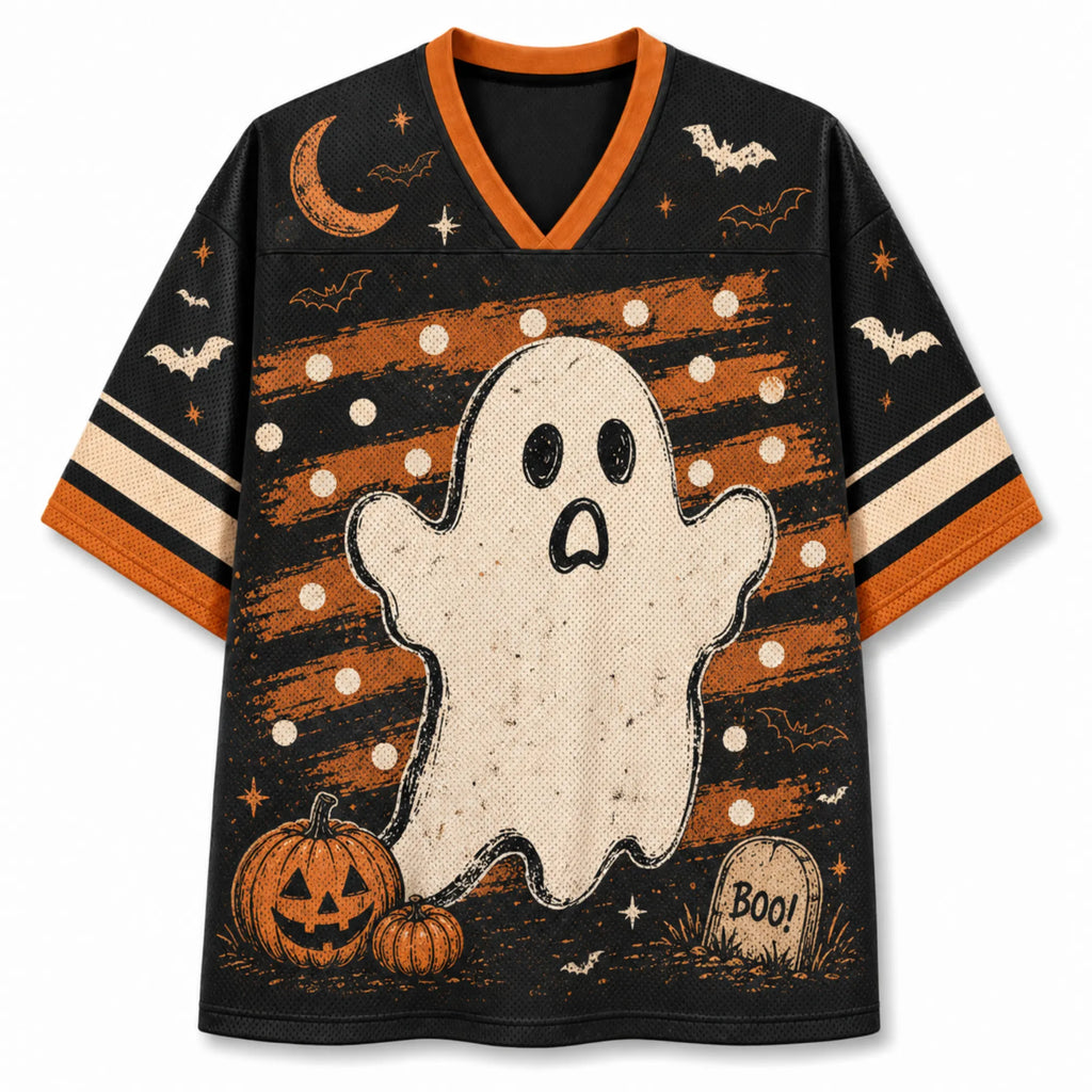 Chaotic Club Vintage Spooky Graveyard Ghost Halloween Mesh Jersey