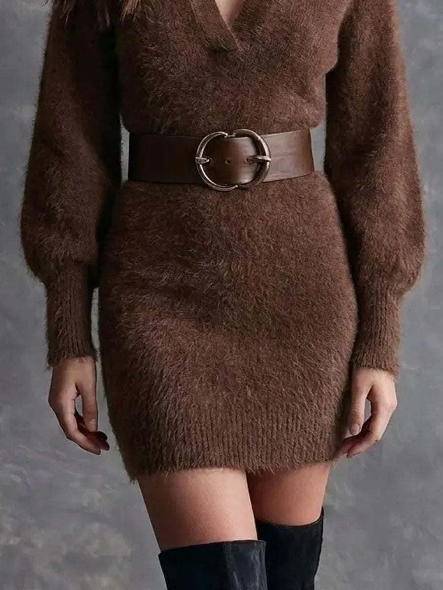 Retro Mini Dress in soft knit, Designer Aesthetic