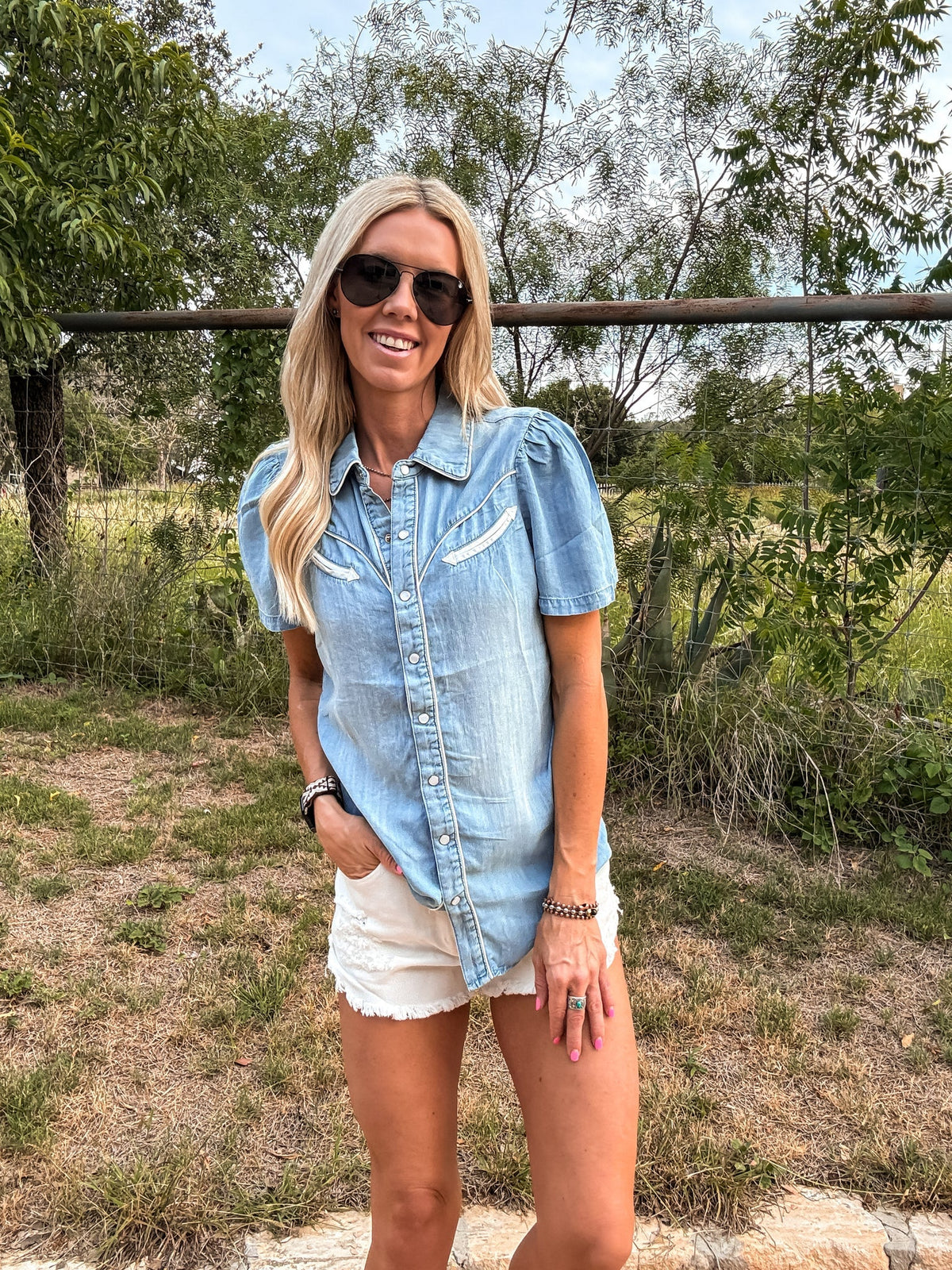The Booker Western Button Down (Blue)