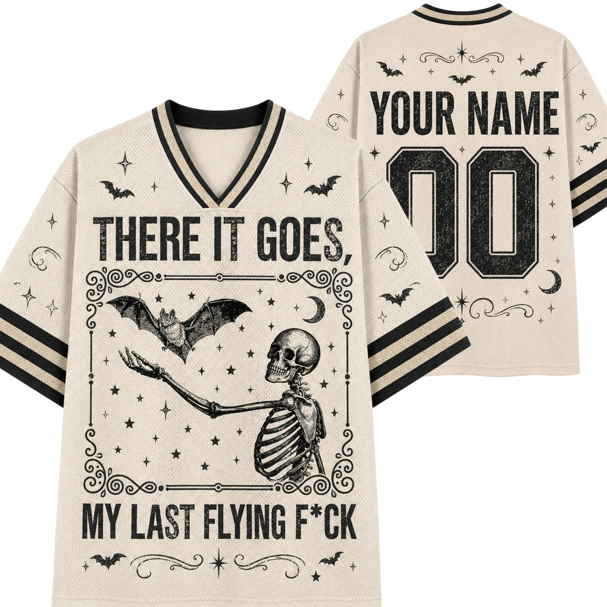 Chaotic Club Custom Skeleton Flying Bat Vintage Gothic Mesh Jersey