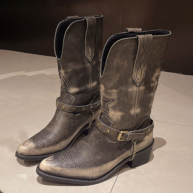 Women's Vintage Distressed Western Cowboy Boots