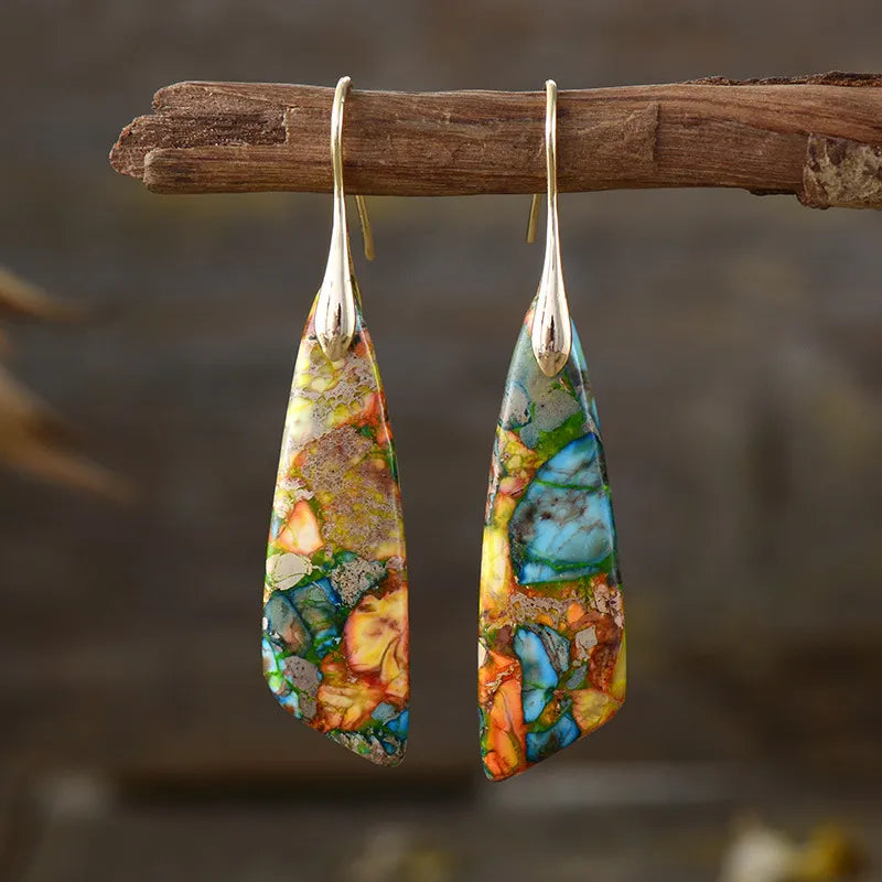 Natural stone pendant earrings