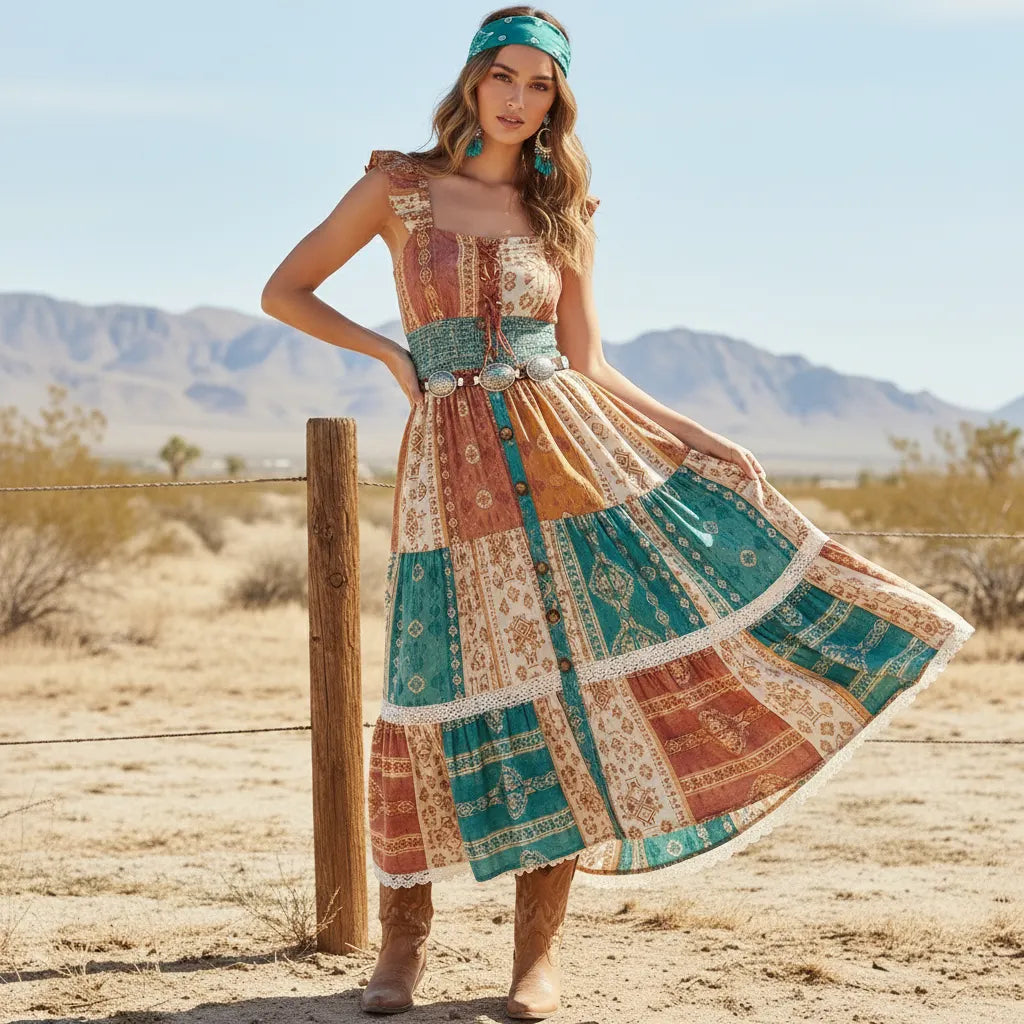 Women's Vintage Western Style Dress