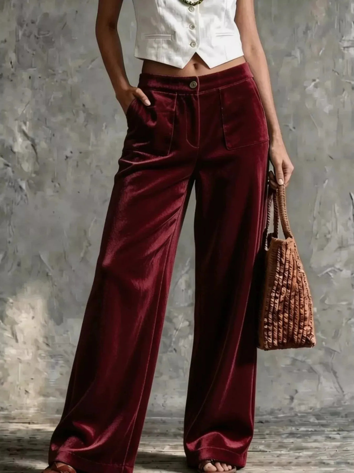 Women's Velvet Wide-Leg Pants