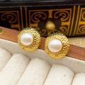 Round scaly freshwater pearl earrings