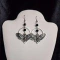Black Crystal Beads Skull Moth Earrings