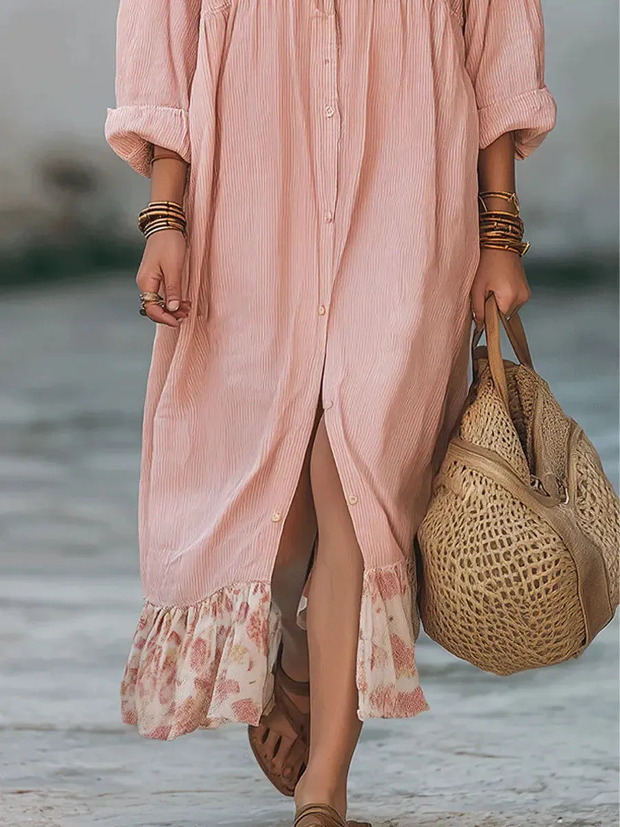 Chic Maxi Dress in cotton, Premium Look