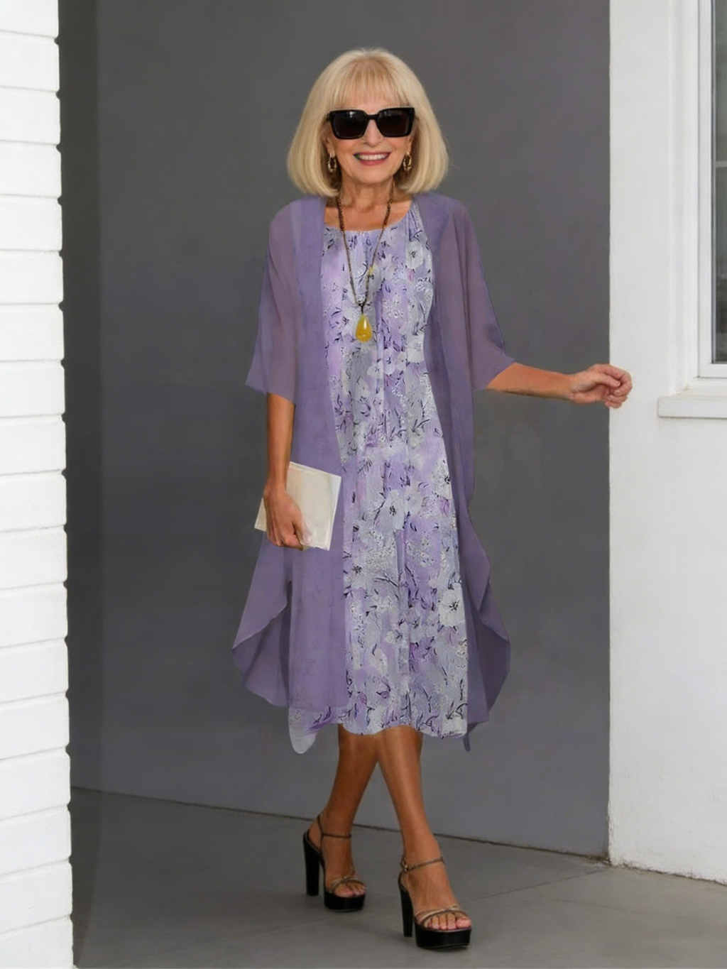 2Pcs Stylish and Elegant Chiffon Dress Two-piece Set