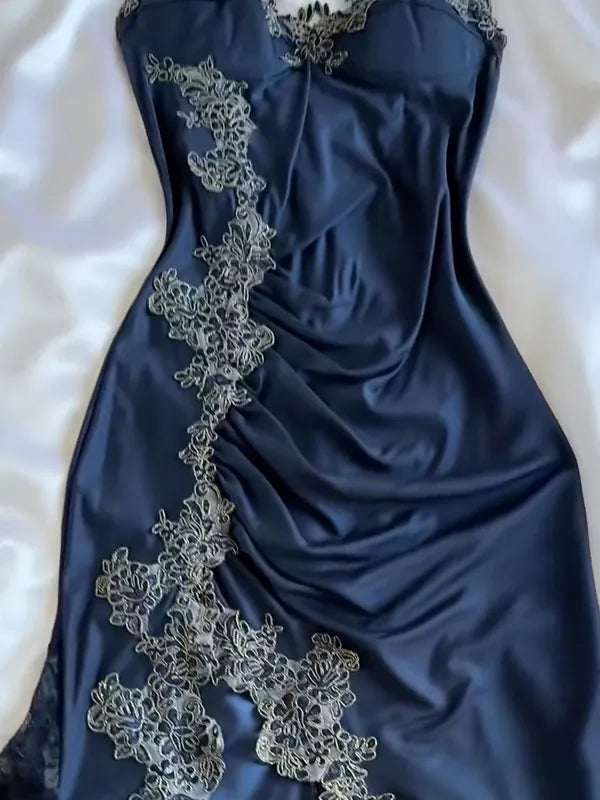 Gorgeous Lithe Spaghetti-Neck Lace Patchwork Maxi Dresses