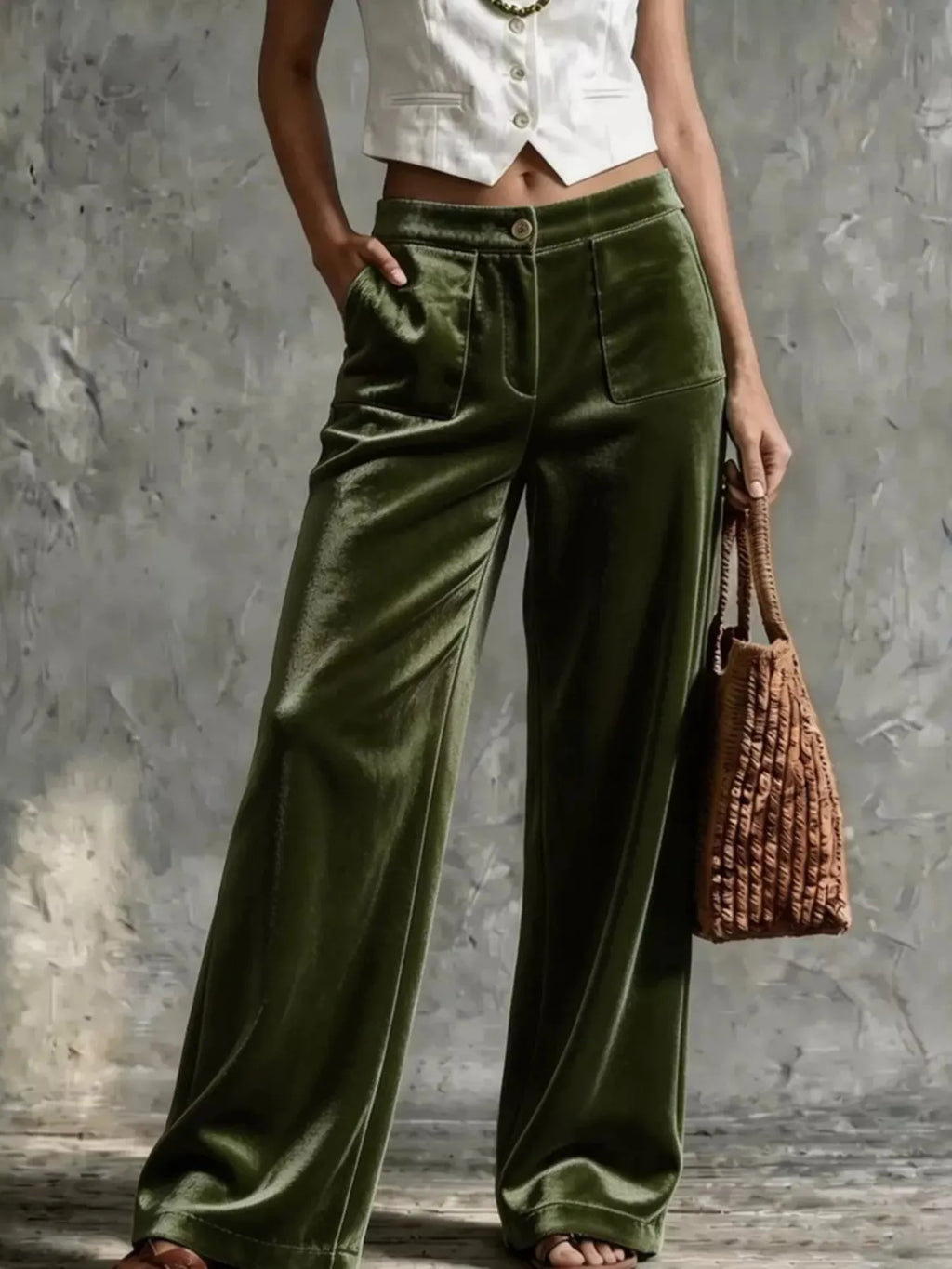 Women's Velvet Wide-Leg Pants