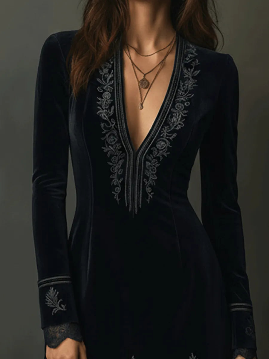 Retro Mini Dress in velvet, Premium Look