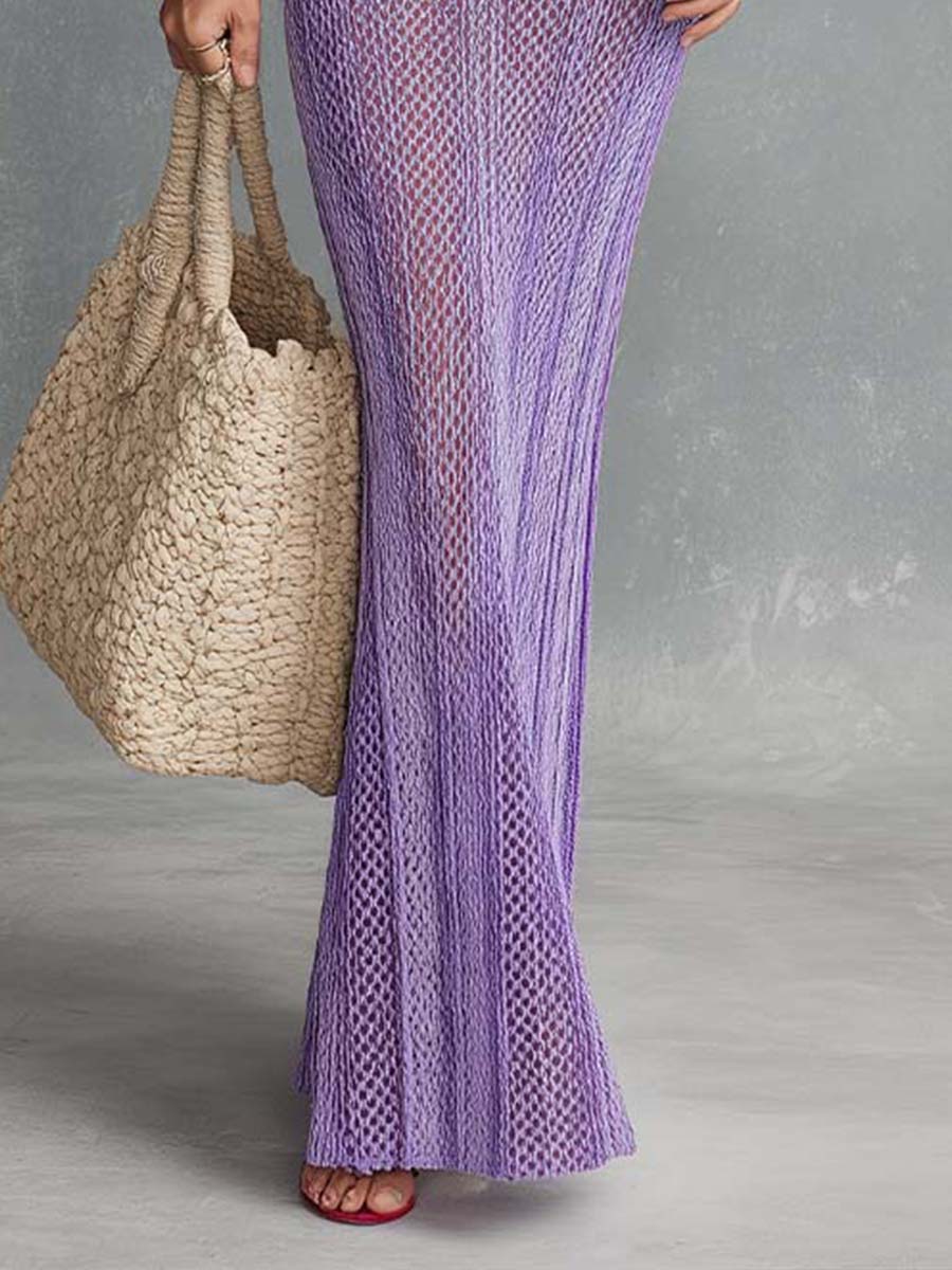 Bohemian Halter Knit Maxi Dress