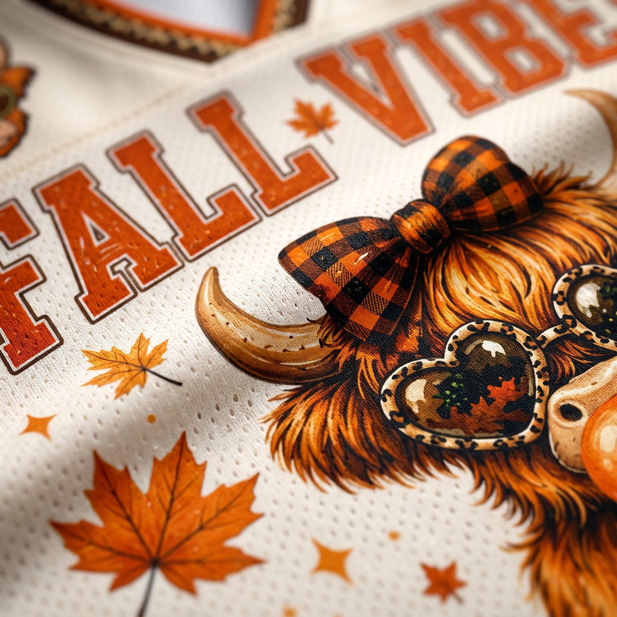 Chaotic Club Highland Cow Fall Bow Brushstroke Mesh Jersey