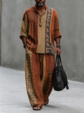 Men's Vintage Abstract Geometric Print Casual Vacation Set