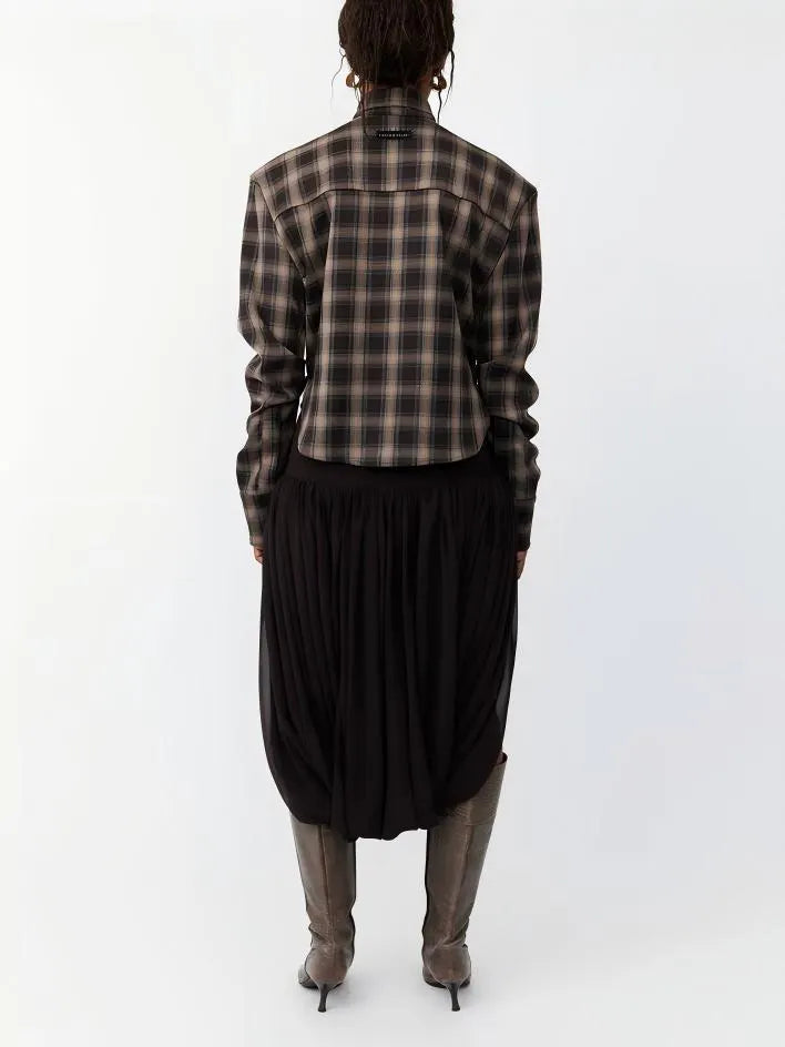 Kafra Brown Plaid Blouse